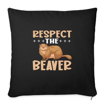 Respecte le castor - Housse de coussin décorative 45 x 45 cm - noir - Devant