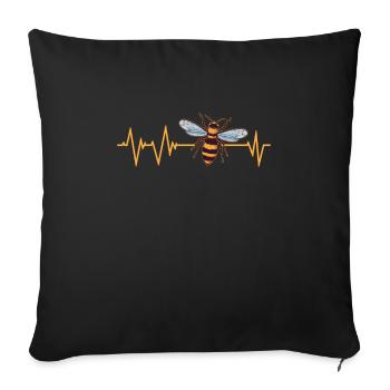 Abeille battements de cœur - Housse de coussin décorative 45 x 45 cm - noir - Devant