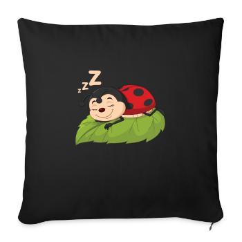 Coccinelle dormante cadeau enfants - Housse de coussin décorative 45 x 45 cm - noir - Devant
