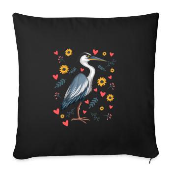 Reiher Herzschlag Vogelliebhaber - Sofakissenbezug 45 x 45 cm - Schwarz - Vorne
