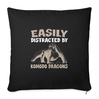 Les amoureux du lézard de Komodo - Housse de coussin décorative 45 x 45 cm - noir - Devant