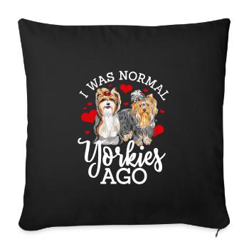 2 Yorkies Vorher Yorkshire Terrier Hund - Sofakissenbezug 45 x 45 cm - Schwarz - Vorne