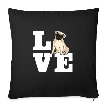 Mops chien amour - Housse de coussin décorative 45 x 45 cm - noir - Devant