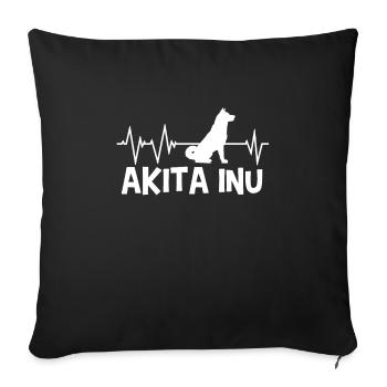 Akita Inu Battements de cœur - Housse de coussin décorative 45 x 45 cm - noir - Devant