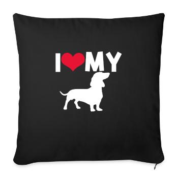 Teckel Amour - Housse de coussin décorative 45 x 45 cm - noir - Devant