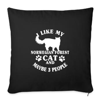 Chat forestier norvégien Amours des chats - Housse de coussin décorative 45 x 45 cm - noir - Devant
