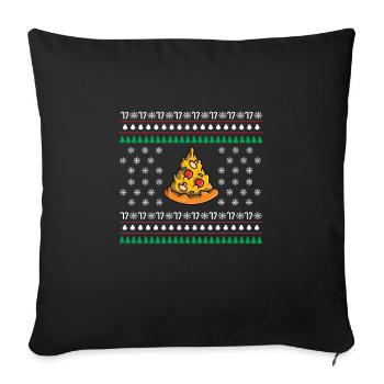 Pizza Weihnachtsgeschenk - Sofakissenbezug 45 x 45 cm - Schwarz - Vorne