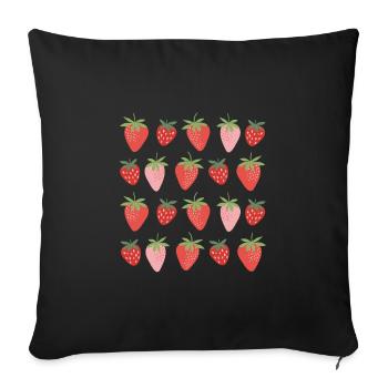 Erdbeeren - Sofakissenbezug 45 x 45 cm - Schwarz - Vorne