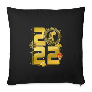Nouvel An chinois 2022 - Housse de coussin décorative 45 x 45 cm - noir - Devant