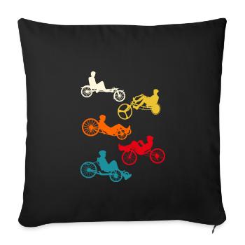 Liegerad Fahrrad - Sofakissenbezug 45 x 45 cm - Schwarz - Vorne