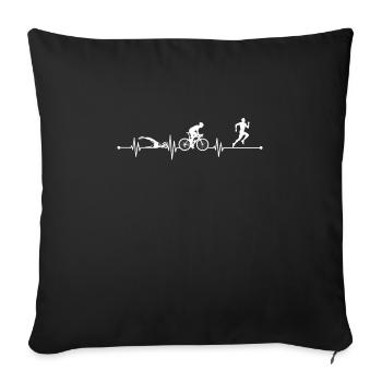 Triathlon Herzschlag - Sofakissenbezug 45 x 45 cm - Schwarz - Vorne