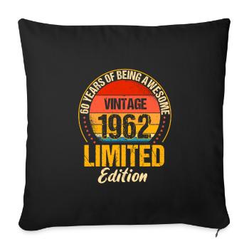 1962 Né à 60 ans Cadeau - Housse de coussin décorative 45 x 45 cm - noir - Devant