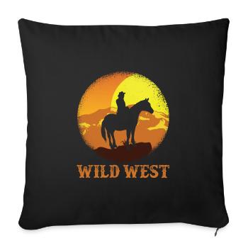 Cowboy du Far West - Housse de coussin décorative 45 x 45 cm - noir - Devant
