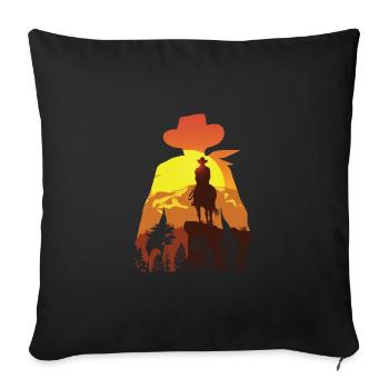 Cowboy avec cheval - Housse de coussin décorative 45 x 45 cm - noir - Devant