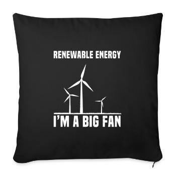 Éolienne d’énergie renouvelable - Housse de coussin décorative 45 x 45 cm - noir - Devant