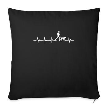 Canicross Heartbeat - Sofa pillowcase 17,3'' x 17,3'' (45 x 45 cm) - black - Front