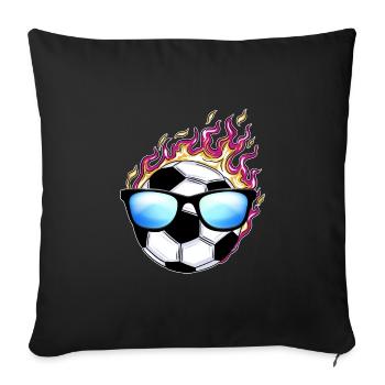 Football avec lunettes de soleil - Housse de coussin décorative 45 x 45 cm - noir - Devant