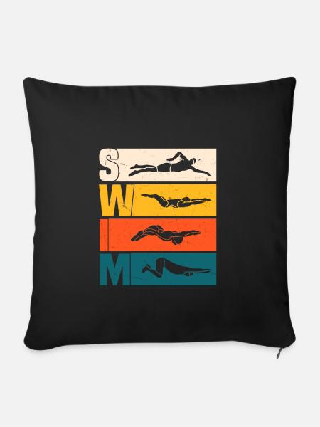 Schwimmen - Sofakissenbezug 45 x 45 cm - Schwarz