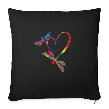 Cœur de libellule - Housse de coussin décorative 45 x 45 cm - noir - Devant