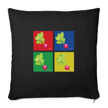 Team Radieschen - Sofakissenbezug 45 x 45 cm - Schwarz - Vorne