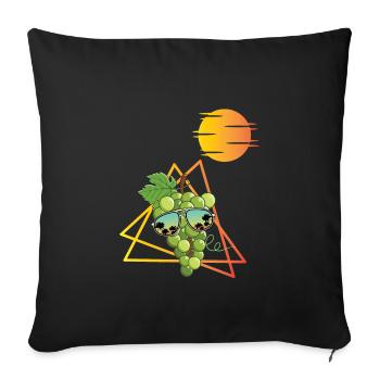 80s Green Grapes - Sofa pillowcase 17,3'' x 17,3'' (45 x 45 cm) - black - Front