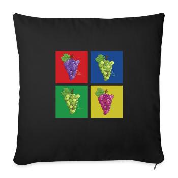 Bunches of grapes - Sofa pillowcase 17,3'' x 17,3'' (45 x 45 cm) - black - Front