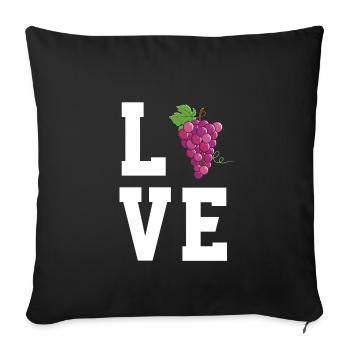 Liebe Rote Trauben - Sofakissenbezug 45 x 45 cm - Schwarz - Vorne