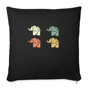 Origami Elephants - Sofa pillowcase 17,3'' x 17,3'' (45 x 45 cm) - black - Front