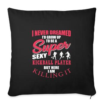 Cadeau kickball player - Housse de coussin décorative 45 x 45 cm - noir - Devant