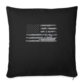 Fishing Cutter USA Flag - Sofa pillowcase 17,3'' x 17,3'' (45 x 45 cm) - black - Front