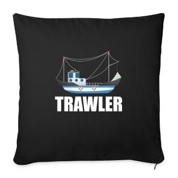 Fishing boat - Sofa pillowcase 17,3'' x 17,3'' (45 x 45 cm) - black - Front