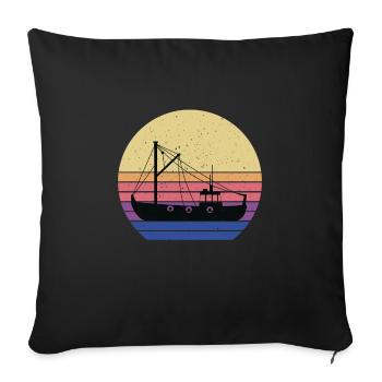 Fishing Cutter Retro Design - Sofa pillowcase 17,3'' x 17,3'' (45 x 45 cm) - black - Front
