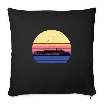Fährschiff Retro Fähre - Sofakissenbezug 45 x 45 cm - Schwarz - Vorne