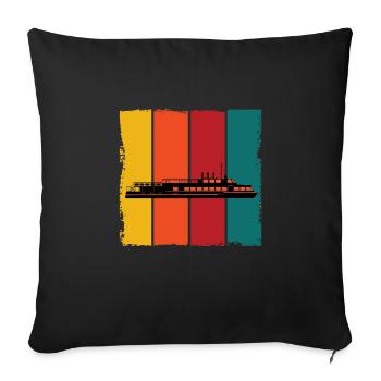 Fährschiff Retro Fähre - Sofakissenbezug 45 x 45 cm - Schwarz - Vorne