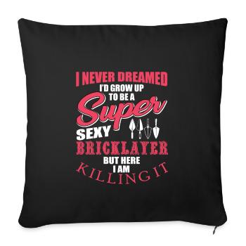 Drôle de maçon disant - Housse de coussin décorative 45 x 45 cm - noir - Devant