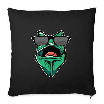 Drôle de gecko avec des lunettes de soleil - Housse de coussin décorative 45 x 45 cm - noir - Devant