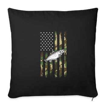 Pêche au saumon aux États-Unis - Housse de coussin décorative 45 x 45 cm - noir - Devant