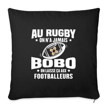 Cadeau humour pour joueur de rugby - Housse de coussin décorative 45 x 45 cm - noir - Devant
