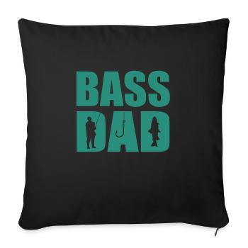 Funny Bass Angler Papa - Sofa pillowcase 17,3'' x 17,3'' (45 x 45 cm) - black - Front