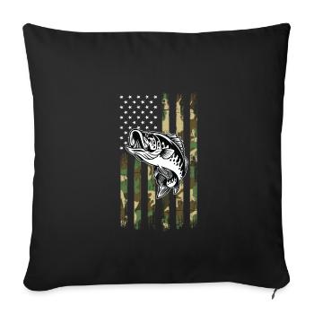Pêche à l’achigan à grande bouche aux États-Unis - Housse de coussin décorative 45 x 45 cm - noir - Devant