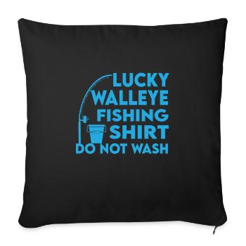 Happy Walleye fishing shirt - Sofa pillowcase 17,3'' x 17,3'' (45 x 45 cm) - black - Front