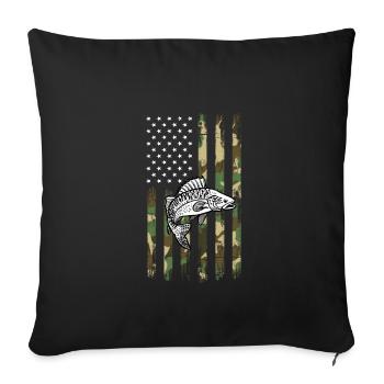 Usa-flaggen-zanderfischen - Sofakissenbezug 45 x 45 cm - Schwarz - Vorne