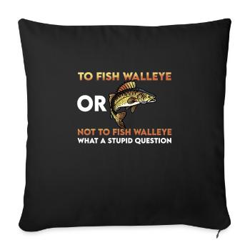 Drôle de citation de pêche au doré jaune - Housse de coussin décorative 45 x 45 cm - noir - Devant