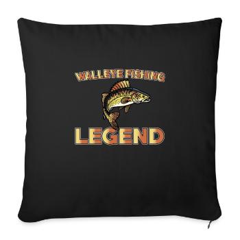 Grande légende de la pêche au doré jaune - Housse de coussin décorative 45 x 45 cm - noir - Devant