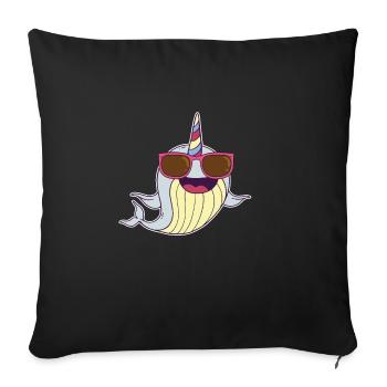 Süsser Narwal Mit Sonnenbrille - Sofakissenbezug 45 x 45 cm - Schwarz - Vorne