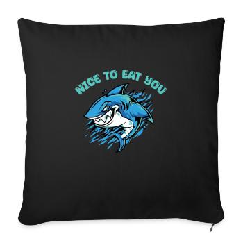 Drôle de jeu de mots avec requin - Housse de coussin décorative 45 x 45 cm - noir - Devant