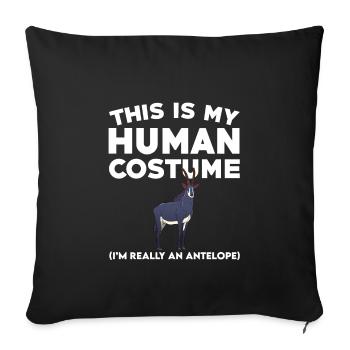 Drôle de costume d’antilope - Housse de coussin décorative 45 x 45 cm - noir - Devant