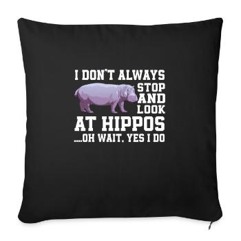 Drôle de T-Shirt Hippo - Housse de coussin décorative 45 x 45 cm - noir - Devant
