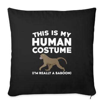 Funny baboon saying - Sofa pillowcase 17,3'' x 17,3'' (45 x 45 cm) - black - Front