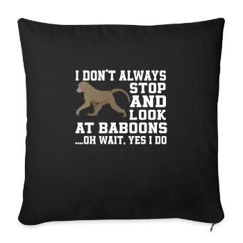 Funny Baboon T-Shirt - Sofa pillowcase 17,3'' x 17,3'' (45 x 45 cm) - black - Front
